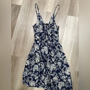 Angie Navy and Cream Floral Midi Dress